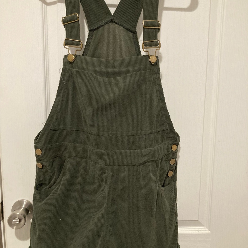 Army Green corduroy short overalls